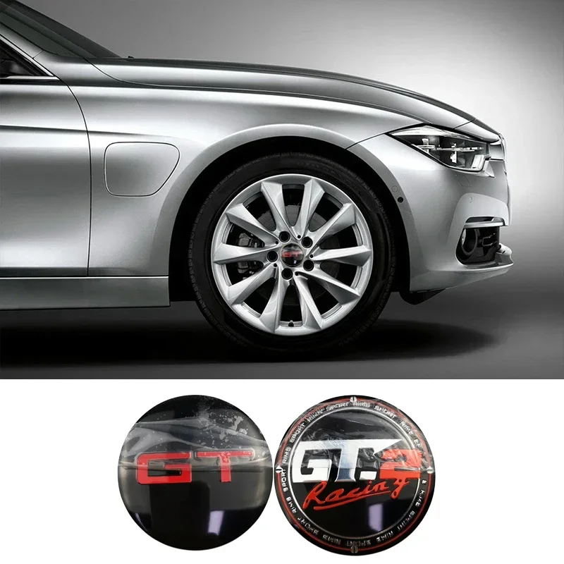 4PCS 56mm GT GT.2 Logo Alloy Car Wheel Hub Center Stickers for Nissan Mitsubishi Chevrolet Jaguar KIA BMW Accessories