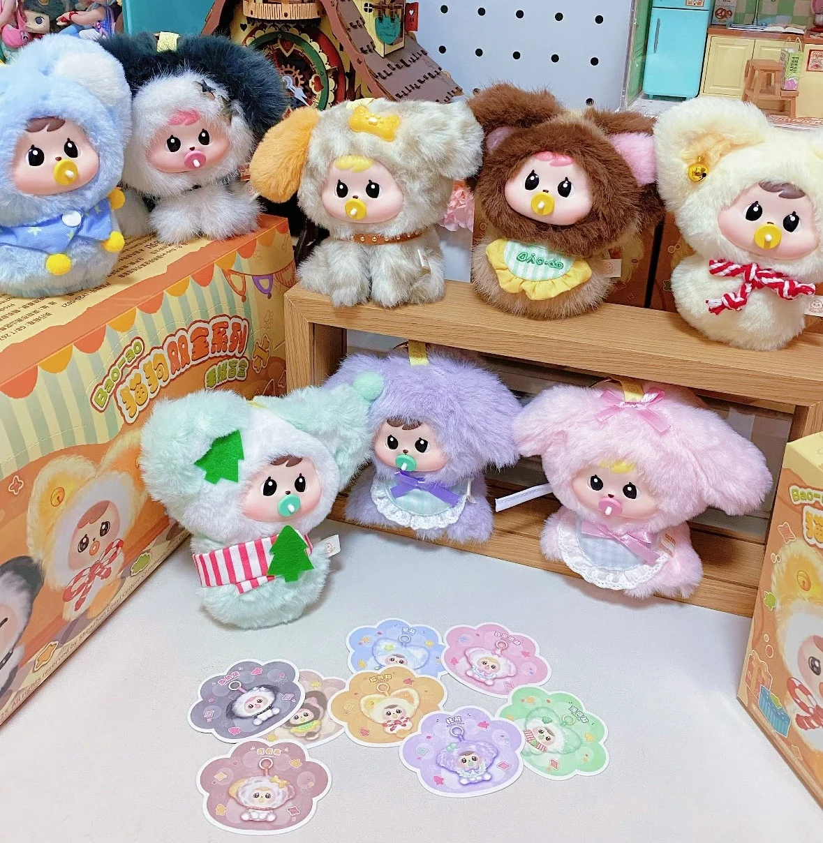New Bao-Ao Cat And Dog Double Full Series Blind Box Cute Vinyl Face Plush Doll Kawaii Anime Doll Mystery Box Pendant Toy Gift
