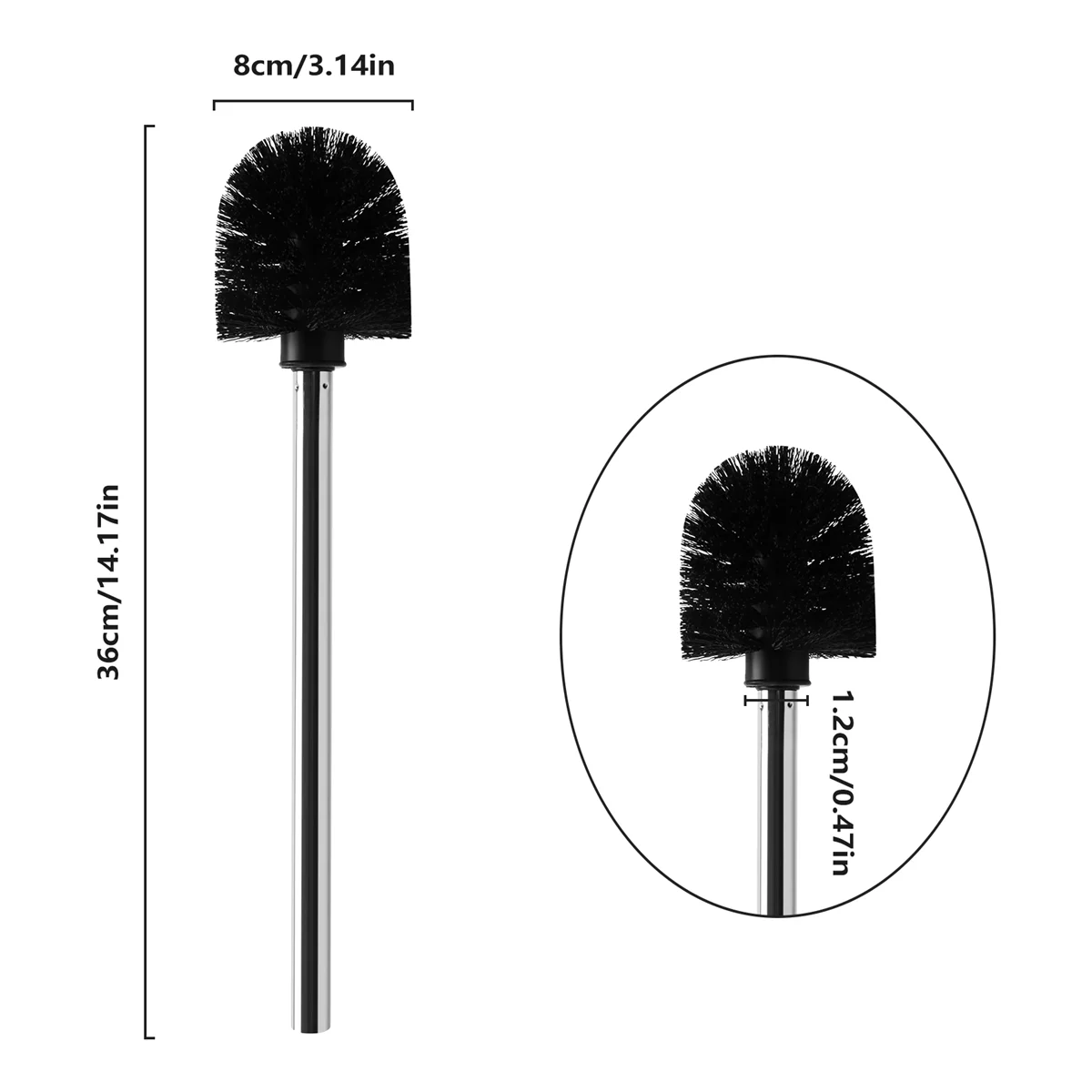 HOT Replacement Stainless Steel WC Bathroom Cleaning Toilet Brush Black Head