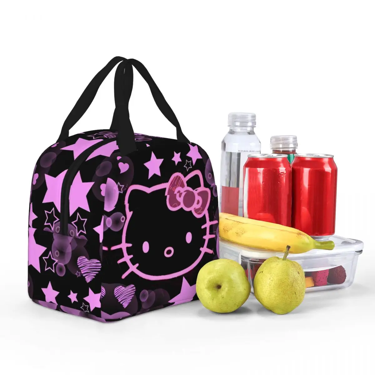 Hello Kitty Punk Style Insulated Lunch Bag Thermal Bag Reusable High Capacity Tote Lunch Box Bento Pouch College Travel