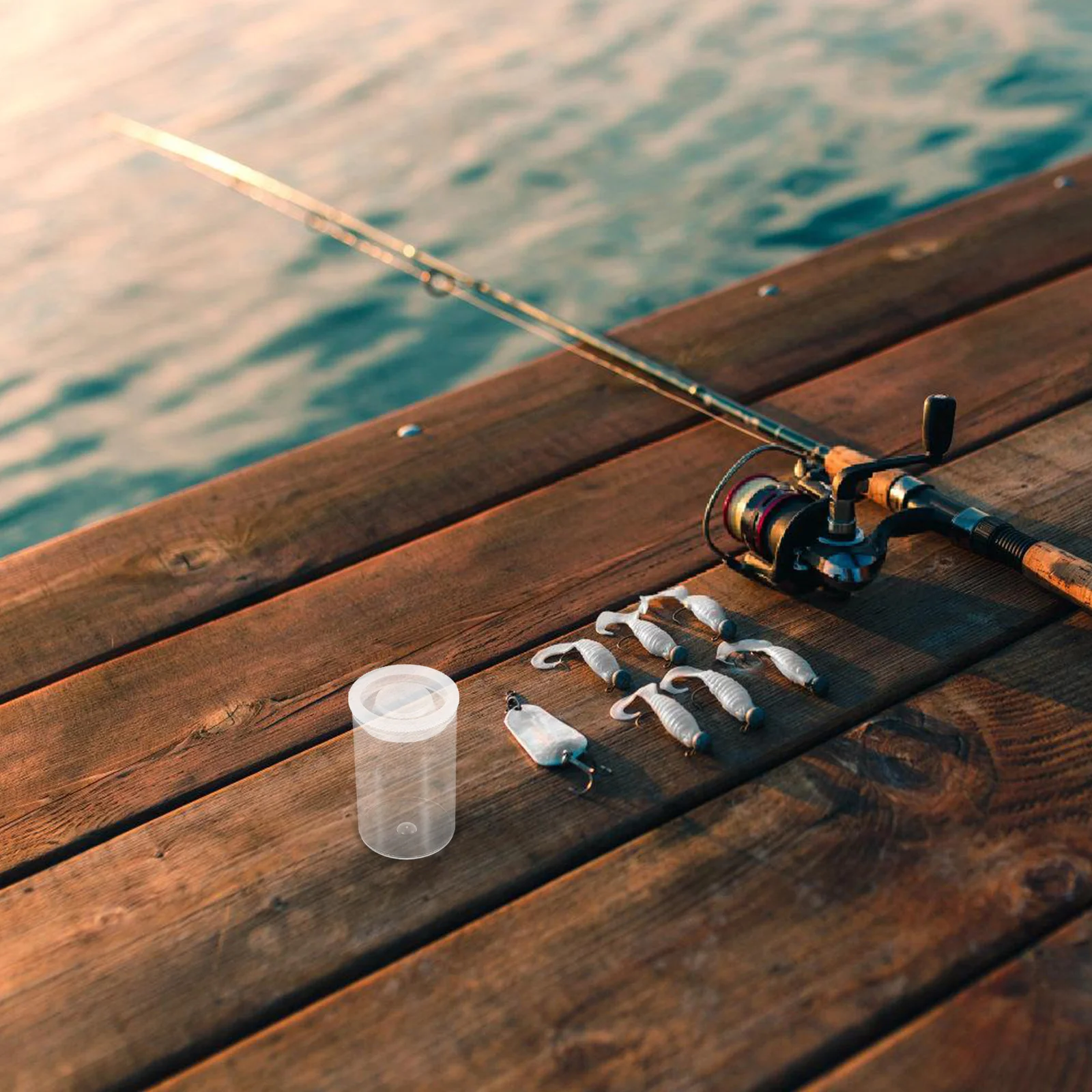 

50Pcs Transparent Plastic Reel Container Round Fishing Gear Box Large Opening Easy Access Waterproof Bait Storage Organizer