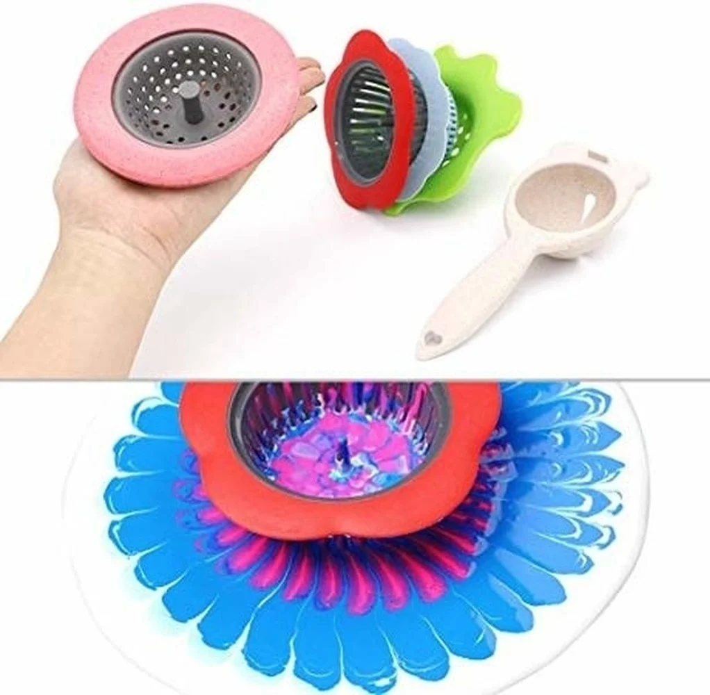 1 PCS Acrylic Pouring Strainers Plastic Silicone Strainer Flower Drain Basket Acrylic Paint Pouring Supplies