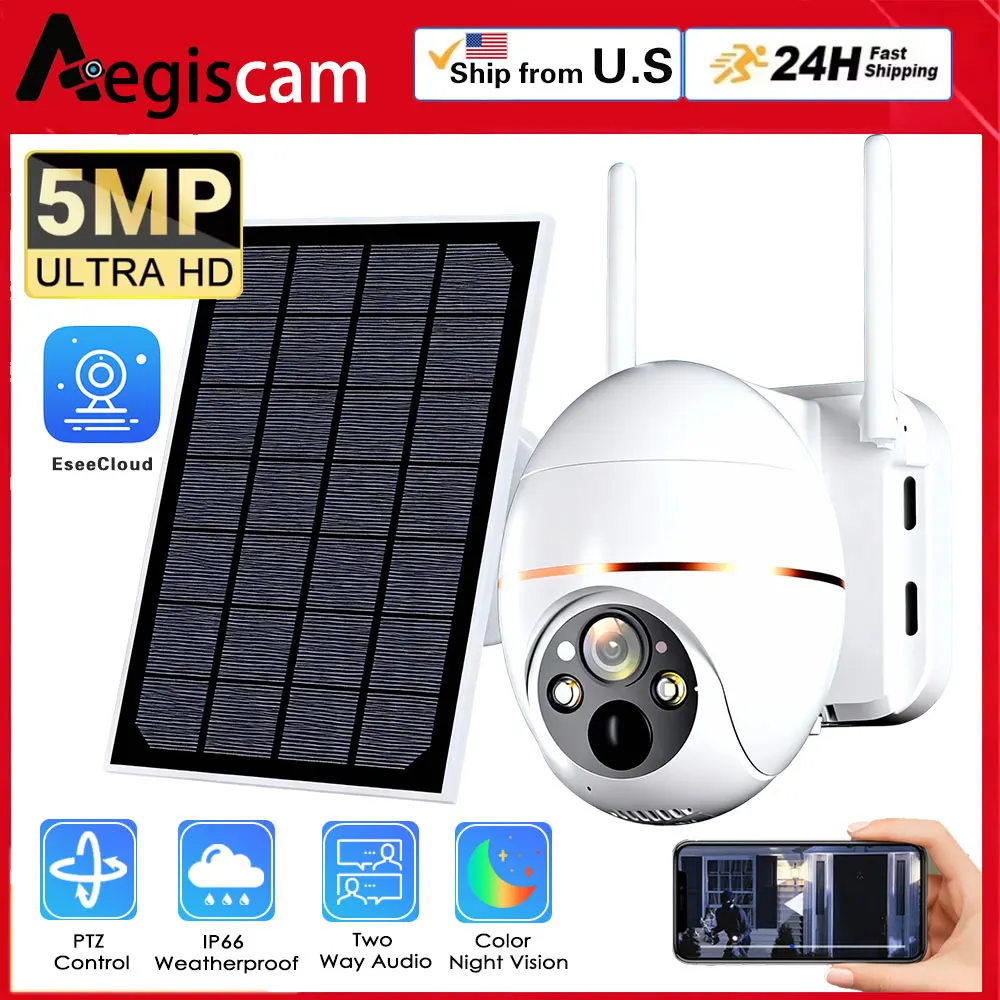

4G 5MP HD PTZ IP Solar Camera Outdoor Security Camera PIR Human Detection IP66 Waterproof Two-Way Talk IP Camera