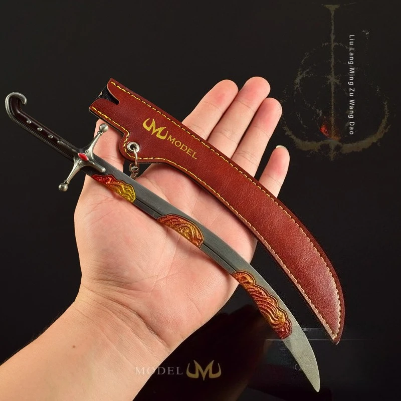 Scimitar-adorno artesanal totalmente de Metal, 26cm, cuchillo errante, modelo periférico de juego, juguete con artesanías exquisitas, regalos de colección Manship