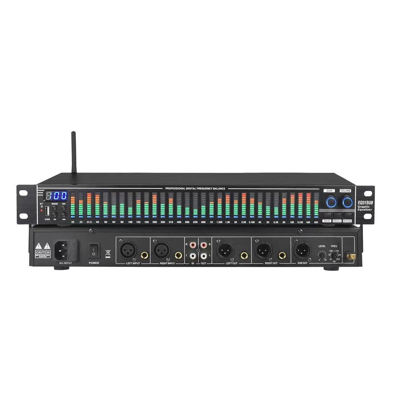 Digital Equalizer, 31-Channel Audio Processor for Professional Stage Performance, Noise Reduction