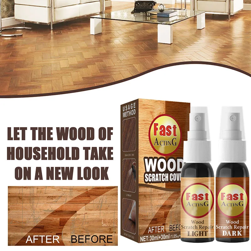 Wood Furniture Repair Kit 60ml Wood Filler Scratch Remover for Light & Dark Wood Furniture and Floor Cover Scratches