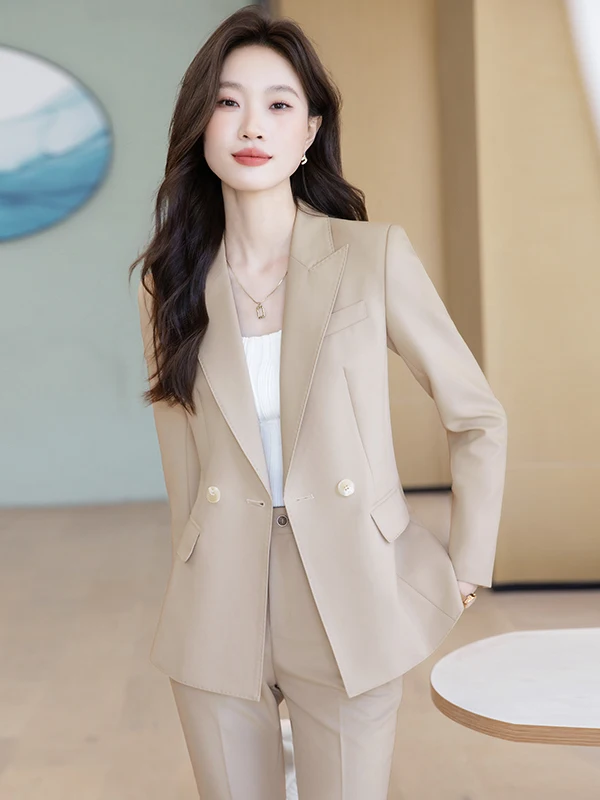 Pink Suit Jacket Women's 2026 New Autumn Interview Formal Commute High-End Feel Professional Suit Set Career Style Commute Wind