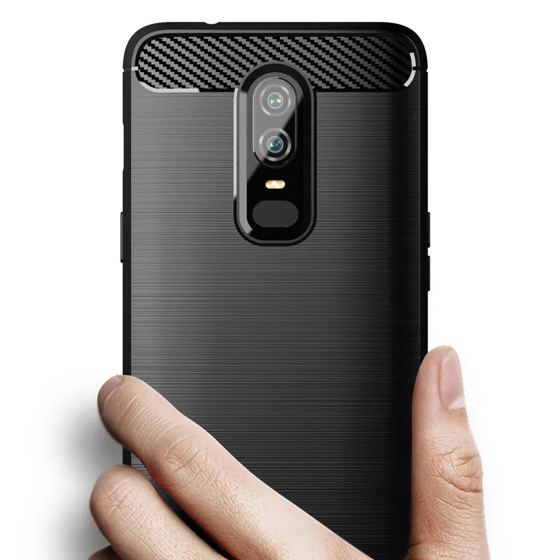 Carbon Fiber Shockproof Case For Oneplus 6 1+6 Silicone Case for Oneplus6 Bumper Full Protective Back Cover Coque Fundas