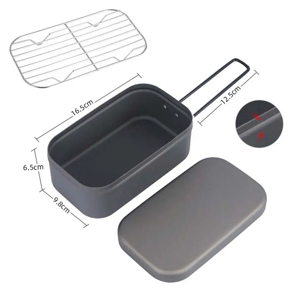 

Огнеупорный морозный ланч-бокс, легкий складной алюминиевый ящик для кемпинга с подставкой для приготовления на пару, нагреваемая посуда для пикника