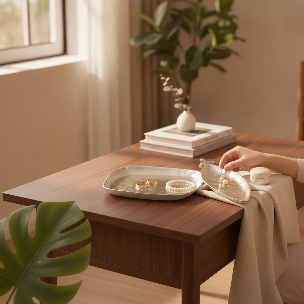 Decorative Tray with Leaf Design Sculptural Leaf Design Tray Low-Height Stylish for Coffee Table, Entryway Console