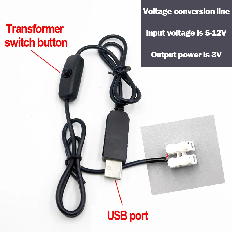 Convertitore di alimentazione Kit trasformatore da 5-12 V a 3 V Alimentatore portatile USB Modello da tavolo con sabbia illuminato