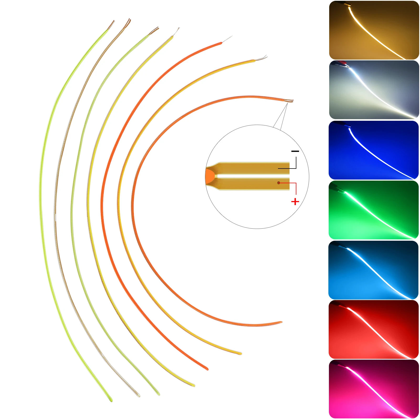 2/5/10Pcs Same End LED Filament Flexible Ultra Slim 3V Spiral Bulb Filament Retro Edison Bulb Lamp Parts Diode Lighting Decor