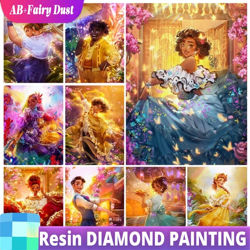 

Смола AB Фея Пыль 5D DIY Алмазная картина Encanto Miracle Family Полная мозаика Вышивка крестиком Набор для домашнего декора Ручная работа