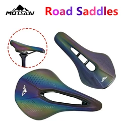 MOTSUV-Bike Colorful Saddle, Soft Silicone, PU Leather, Comfortable, Highway, Mountain Bike Seat Cushion, Shockproof Front Seat