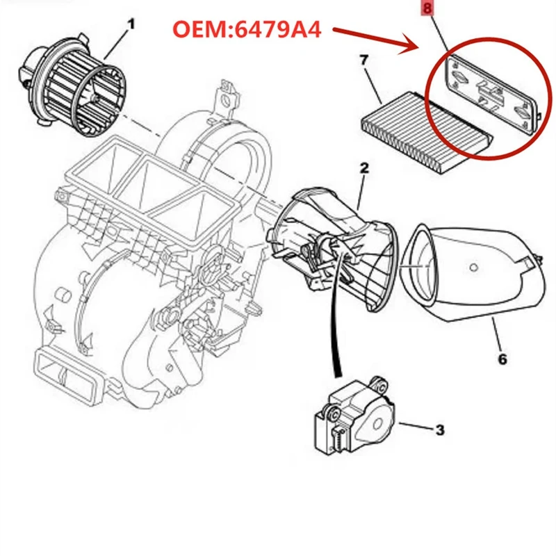 For Peugeot 307 308 408 Citroen C4 Sega Triumph Filter Plugging Cover 6479A4 Air Conditioning Filter Cover Baffle