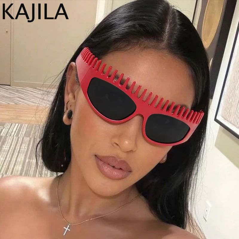 

Y2K Punk Sexy Cat Eye Shield Sunglasses Women 2025 Luxury Brand Fashion Steampunk Outdoor Goggle Sun Glasses Trendy Shades UV400