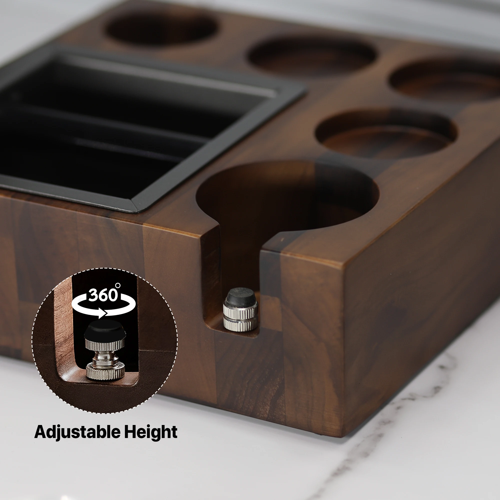 Coffee Portafilter Holder, Walnut Wood Stand, Espresso Coffee Knock Box, Support Base Rack, Coffee Accessories, 58mm 4