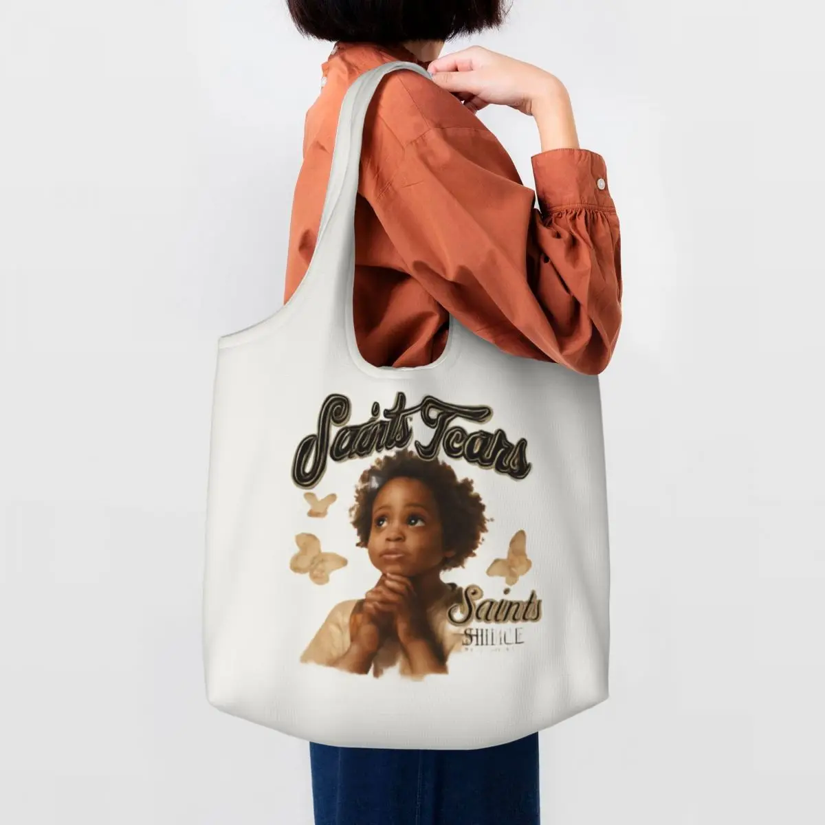 Saints And Tears Large Capacity Canvas Tote Bag Single Shoulder Work Commute Bag For Women Eco-Friendly Shopping Bag