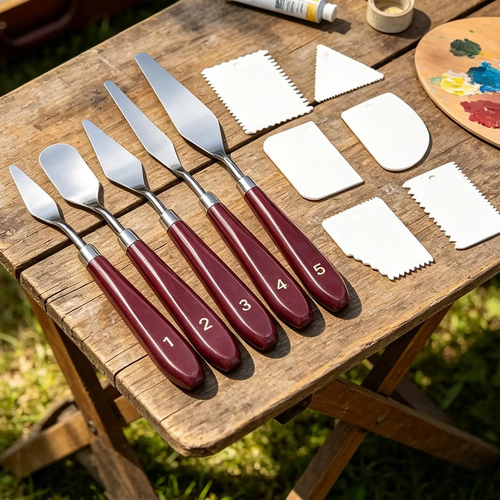 Painting Cutter Canvas Scraper Spatula Art Tools Professional Palette Cutter Set For Oil Canvas Cake Decorating Art Adults