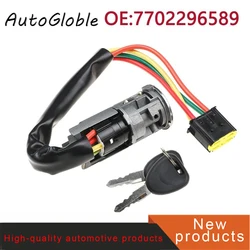 7702296589 Car Ignition Lock Cylinder Starter Key Switch Lock +2Keys for Renault Logan Dacia Sandero Clio 7701471098 7701471220