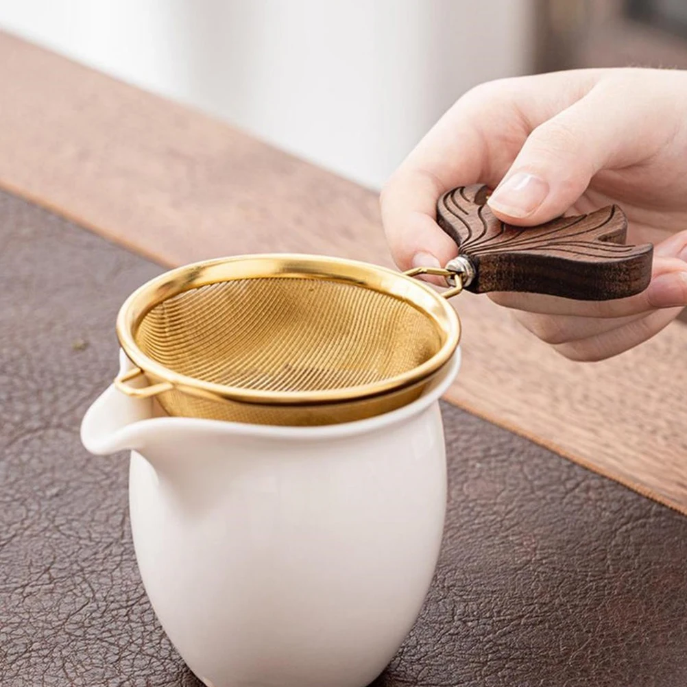 

Stainless Steel Tea Strainer Wooden Handle Advanced Materials Healthy Convenient Tea Ceremony Supply Home Office Use