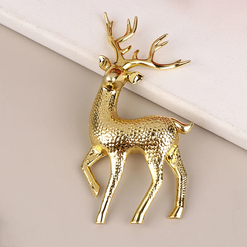 1pc Christmas Elk Plastic Golden Cake Topper Dessert Decoration Merry Christmas New Year Home Decor Children Gift