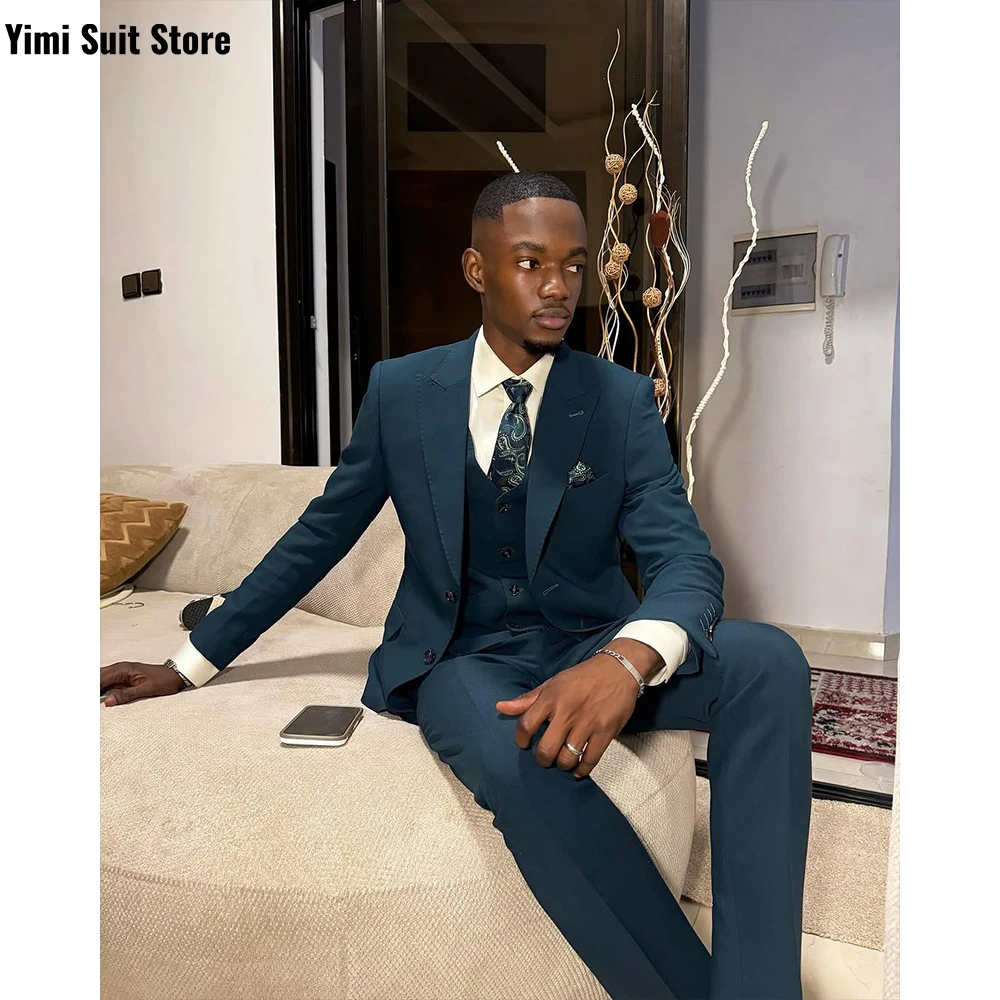 Traje clásico para hombre, conjunto de 3 uds., esmoquin Formal de alta calidad para novio y oficina, para actividades de fiesta, traje de boda, chaqueta, chaleco y pantalones