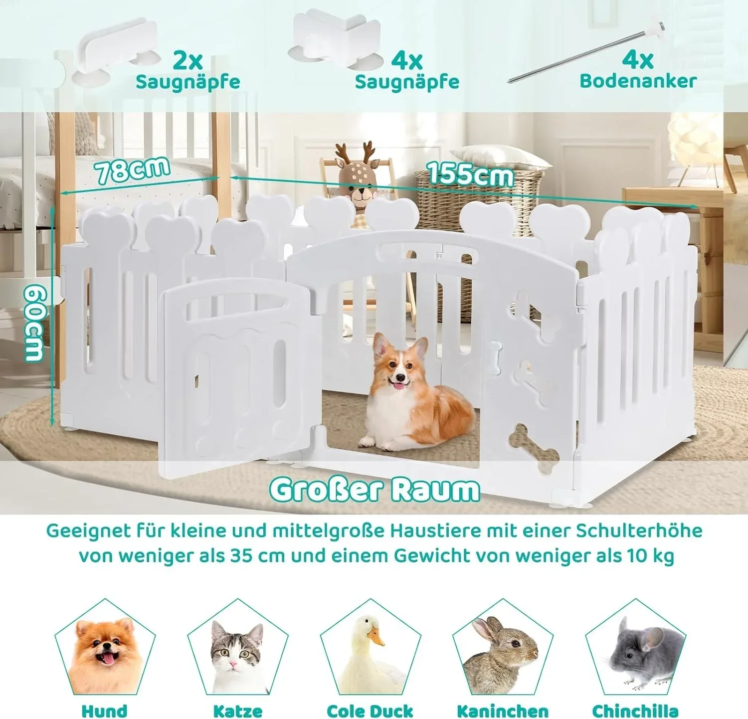 Hot salesFoldable Dog Crate Pet Pen Cage Playpen Enclosure Puppy Kennel Outdoor Indoor Cat Exercise Whelp ing Box Plastic Portab