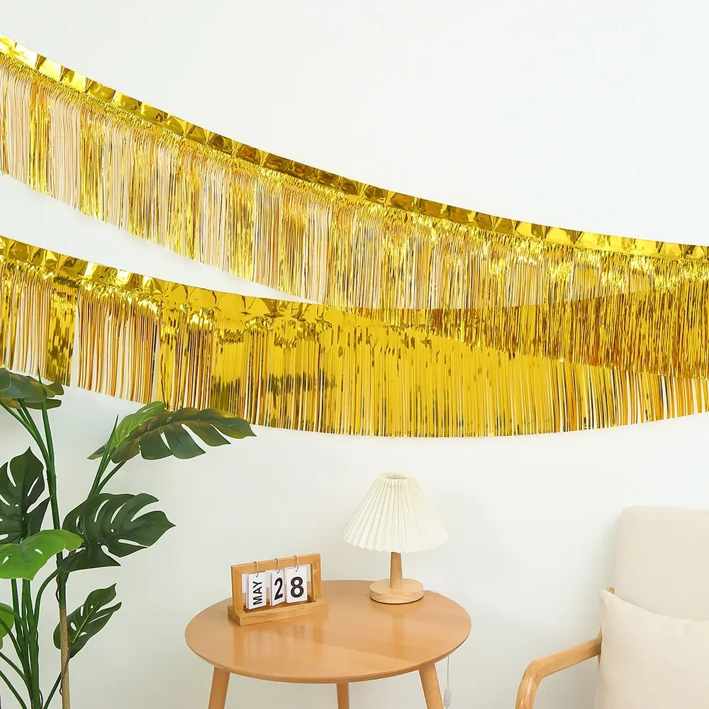 30 x 300 cm Folien-Fransengirlande, metallisches Lametta, Luftschlangen, Banner zum Aufhängen für Parade-Schwimmer, Geburtstag, Hochzeit, Weihnachten, Party-Dekoration – Detail 4