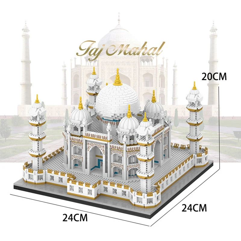 Micro City Street View Taj Mahal World Famous Architecture Model Eiffel Tower Building Blocks Creative Sets  Kids Children Toys