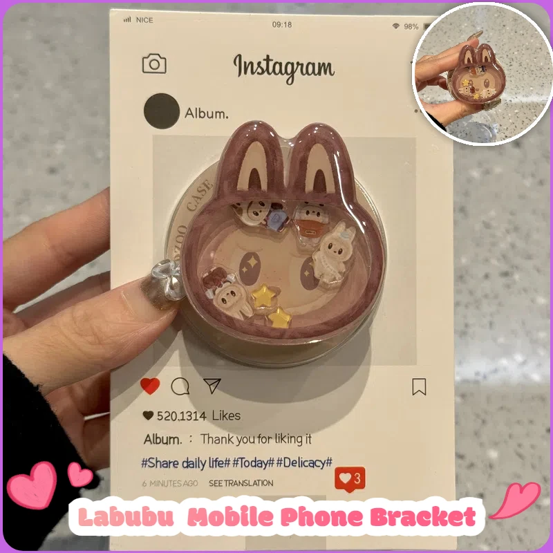 

Labubu новый кронштейн для мобильного телефона мультфильм мода мобильный телефон телескопическая рамка милая девушка портативная складная рамка