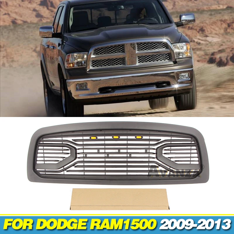 Auto Parts Front Grille With Light  Fits For Dodge Ram1500 2009-2013 Racing Grill Martin style black