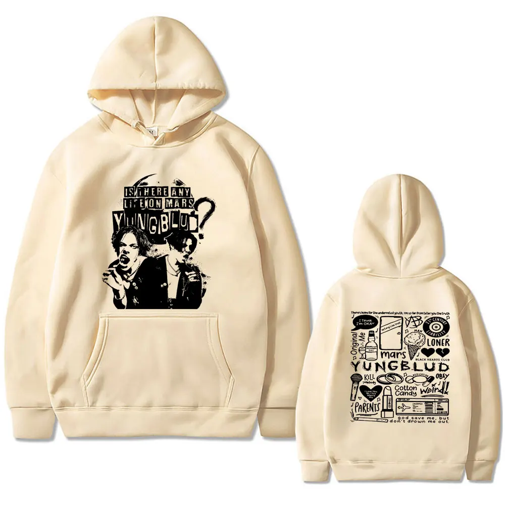 Rocksänger Yungblud gibt es jedes Leben auf Mars doppelseitigen Druck Hoodie männlich lässig Pullover Männer Vintage übergroße Hoodies