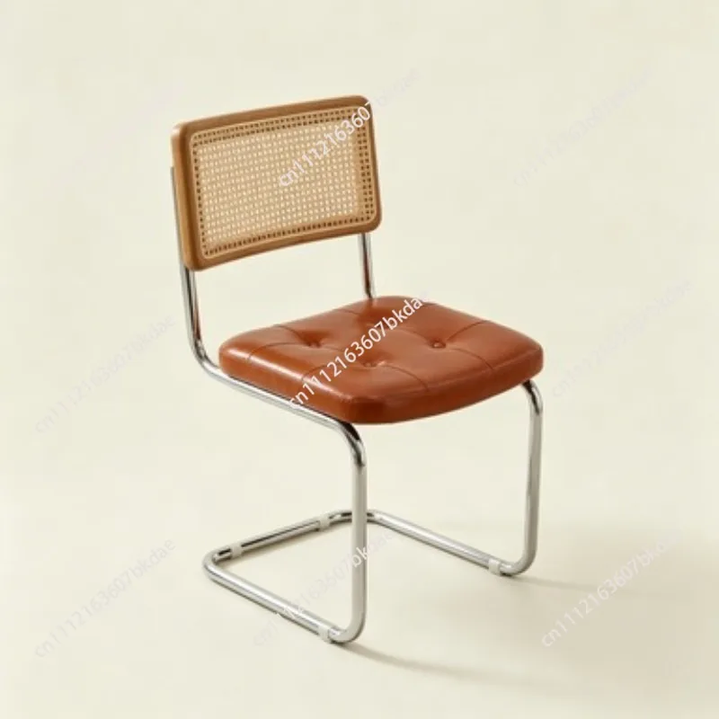 Office Rattan Backrest Dining Chairs Modern Luxury Relax Bow Shaped INS Computer Seat Computer Chair Restaurant Furniture view 2