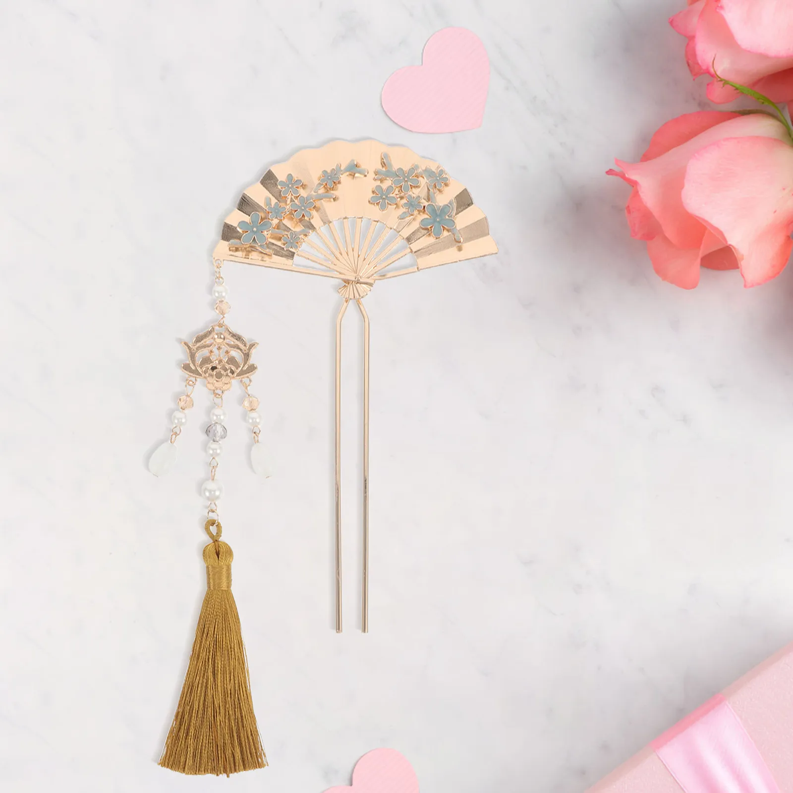 

Заколка для волос в китайском стиле с цветочным узором и струящимися кисточками, ручной работы, металлическая, элегантный аксессуар для свадьбы, фестиваля, повседневного использования