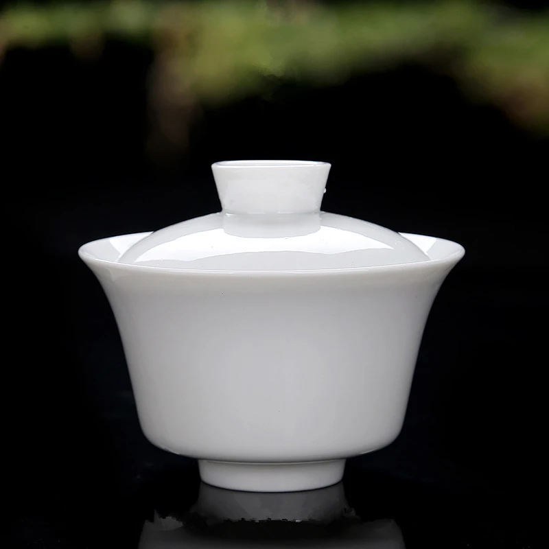 High White Porcelain Tea Set, Sancai Bowl, Cover Bowl, Tea Maker, Large Teacup Gaiwan, Pure White Porcelain, Respect Tea Bowl