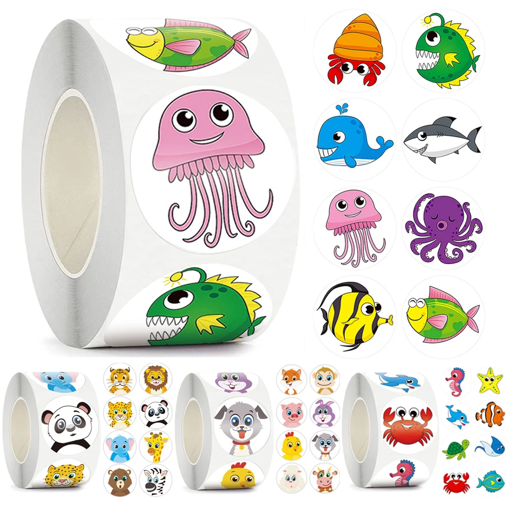 100-500Pcs Cartoon Panda Animals Sticker Cute Children Reward Stickers for Kids Classic Toy Decoration School Teacher Supplies