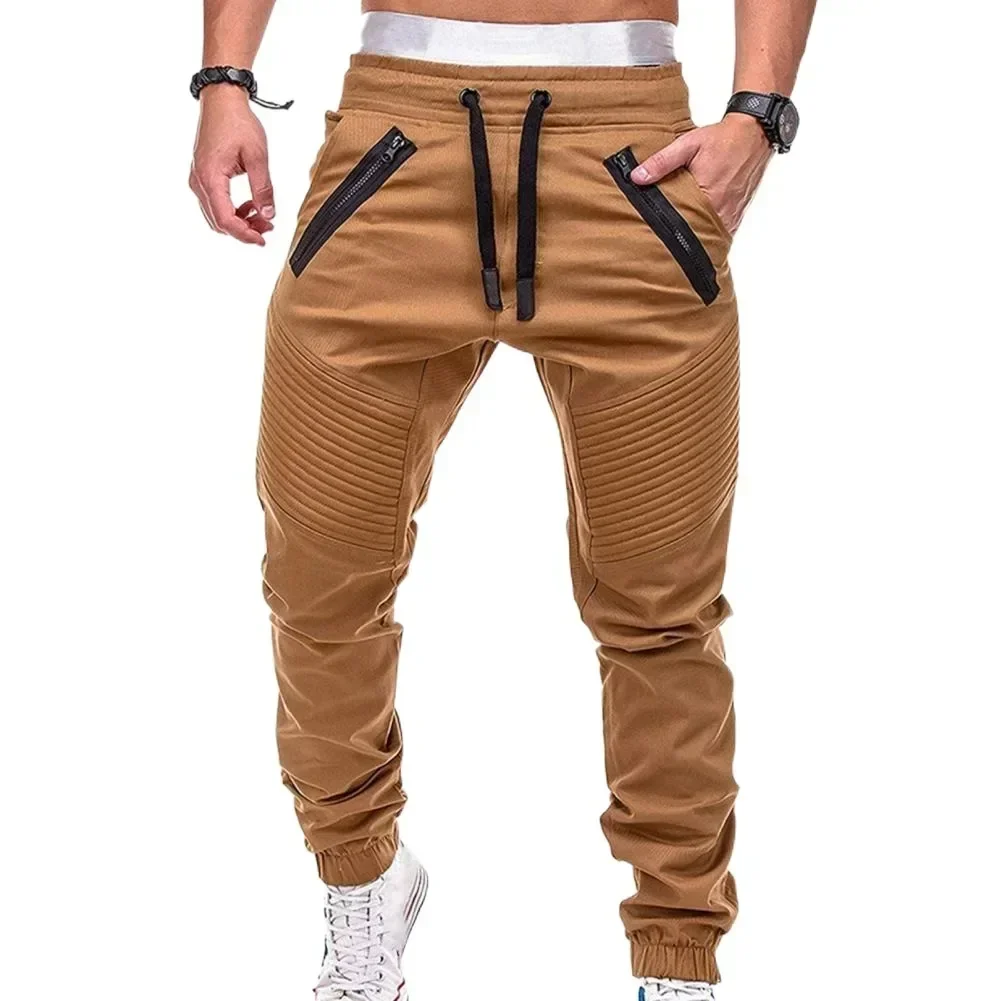 Spring and Autumn Fashion Men\'s Drawstring Adjustable Pocket Pants New Casual Men\'s Pants Jogging Slim Fit Striped Clothing