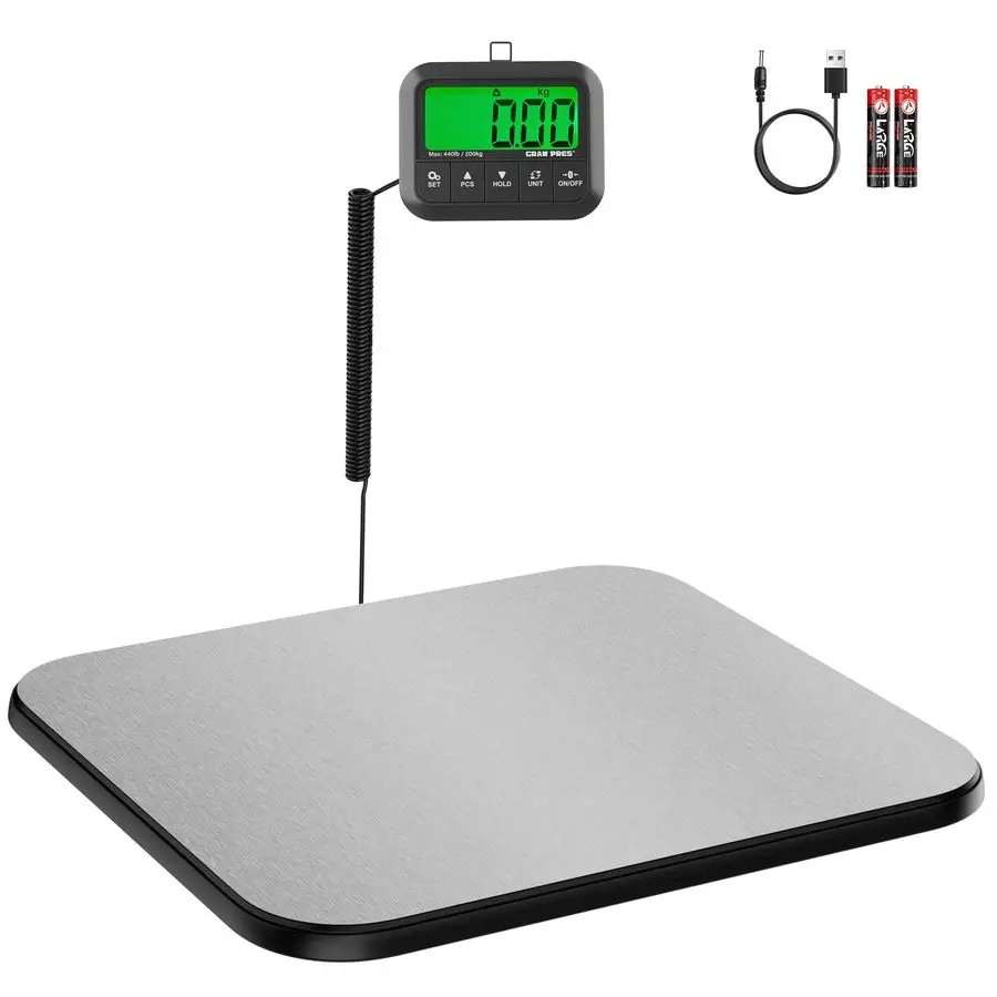 

Scale, 440 lbs 10g Highly Accurate Postal Scale with Hold Tare Pcs, Digital Postage Scale with LCD Display for Packages Luggage