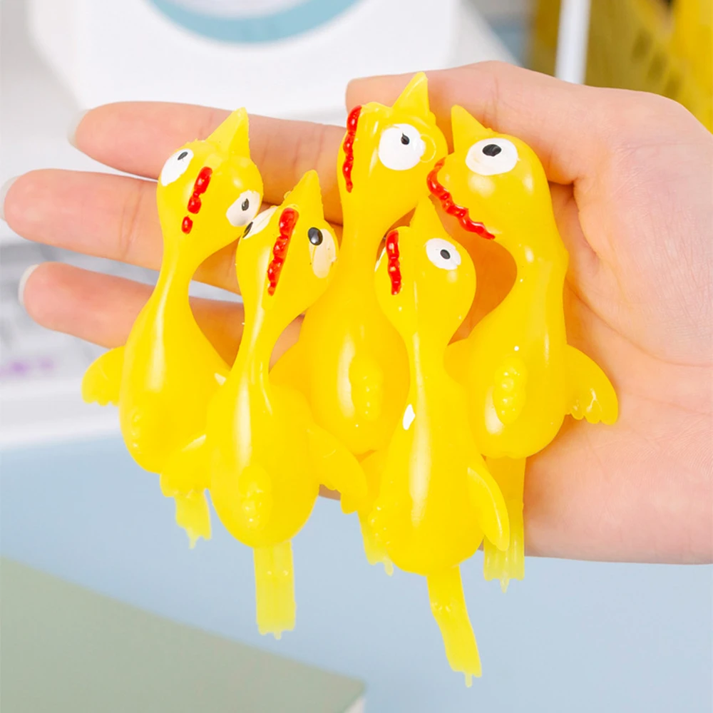 10pcs Novelty Soft Plastic Finger Catapult Chicken Game Light Rubber Finger Prank Flying Toy Decompression Birthday Party Gift