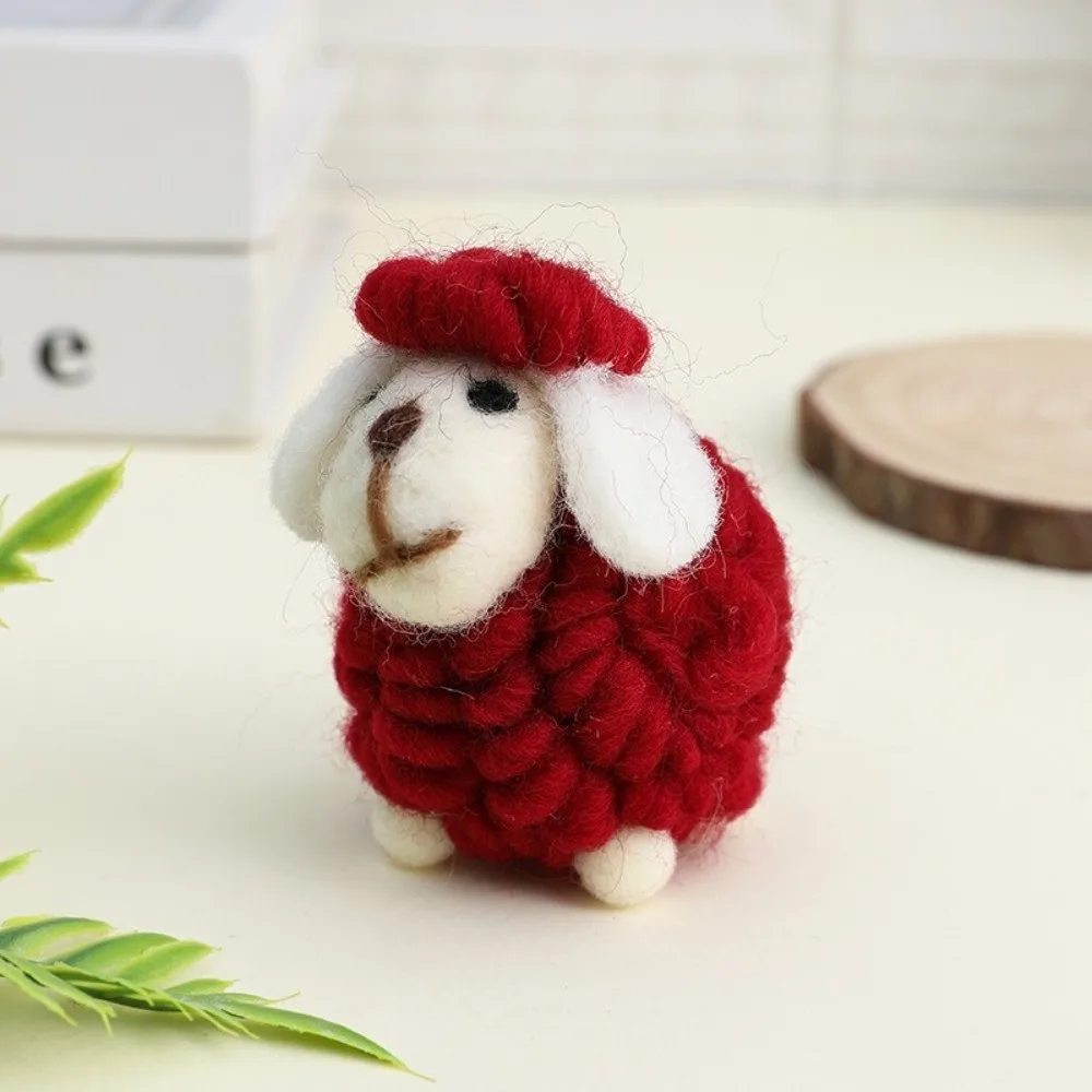 New Wool Felt Christmas Sheep Figurine Nordic Style Soft Cartoon Sheep Doll Christmas Decoration Lamb Ornament Desktop Decor
