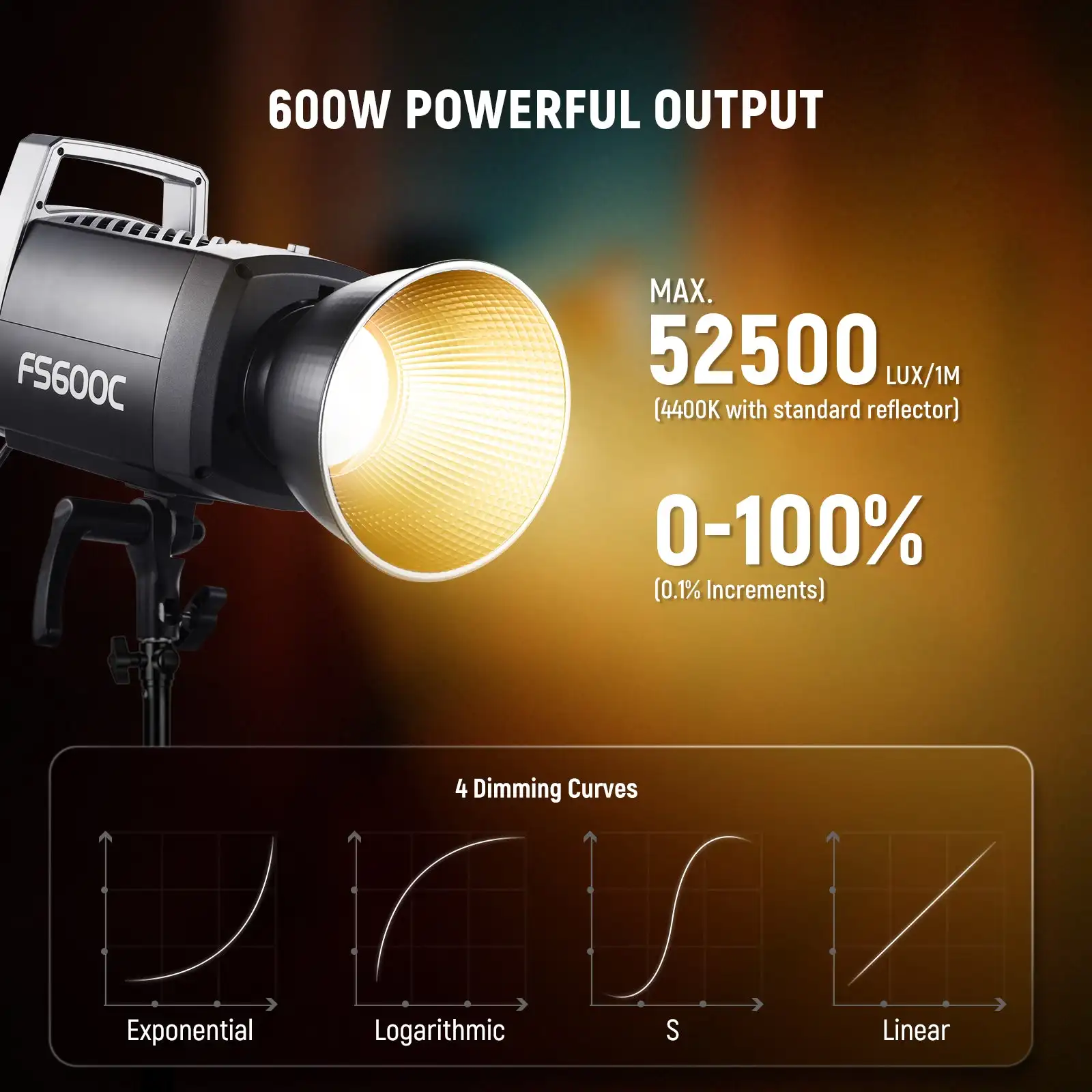 NEEWER FS600C 600W COB LED Video Light Full RGB Light with  Wireless Control Bowens Mount Photography Light