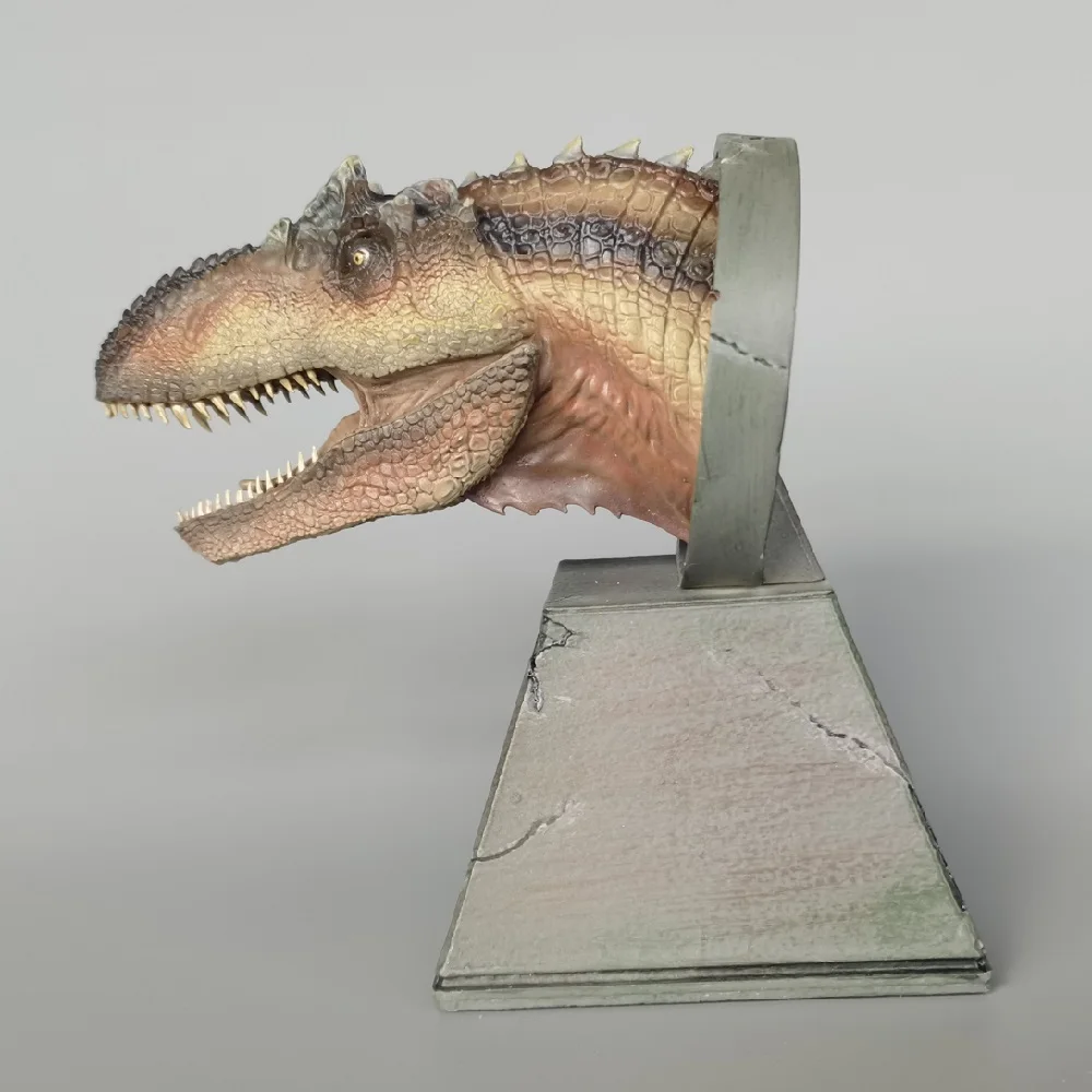 Nanmu Dinosaur Dragon Allosaurus Blade Head Busts Statue With Magnet Classic Toy Animal Model