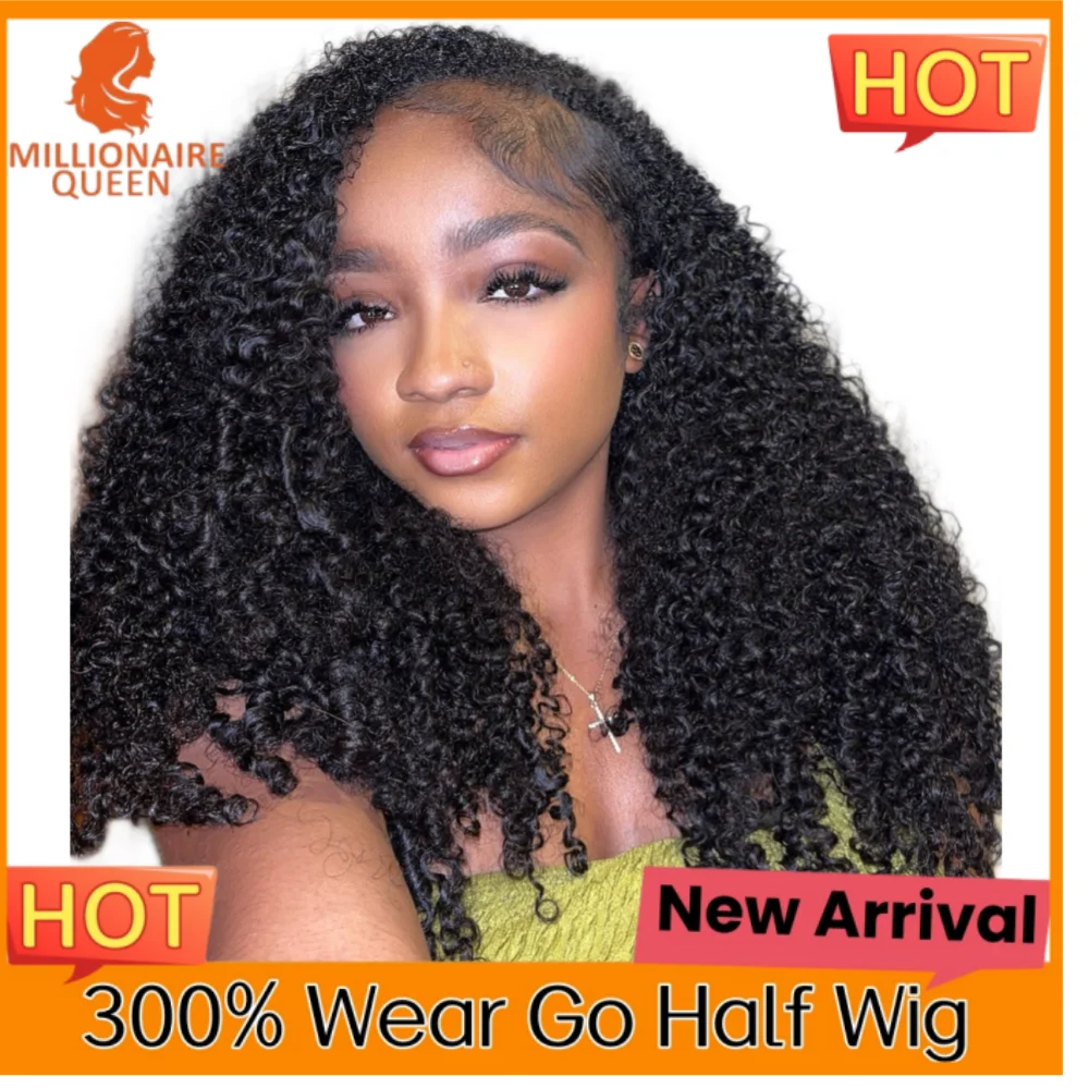 

300% 15A Burmese Pixie Curly Double Drawn Half Wigs 100% Natural Human Hair Quality Headband Wigs Afro Kinky Curly Glueless Wigs