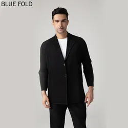 MIYAKE PLEATS-Casual Suit Jacket for Men, Black and Gray, High-end Pleated, Loose and Simple, Drape Veste, Spring and Autumn