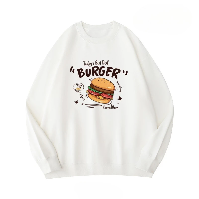 Oferta especial para la nueva sudadera con capucha con estampado de hamburguesa de otoño/invierno de 2025, una parte superior holgada y moderna para hombres y mujeres