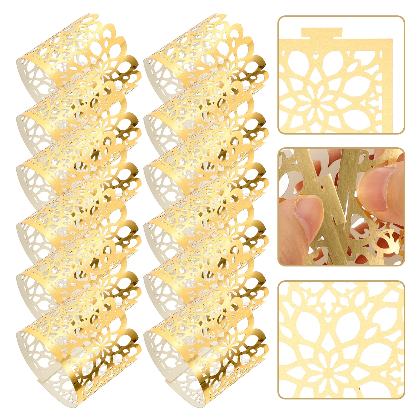 

50Pcs Disposable Serviette Rings Chic Hollowed Napkin Holders for Family Gatherings Festivals Hotel Decorations