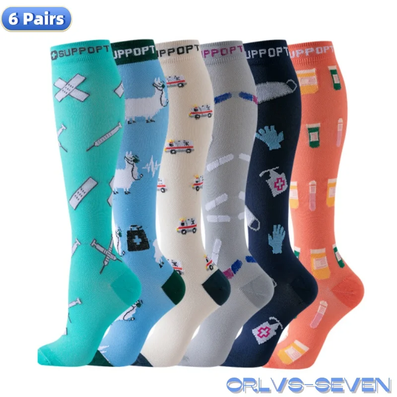 6 Pairs New Compression Socks for Leggings Breathable Running Pressure Soccer Adult Socks Korean Edition Network Pressure Socks