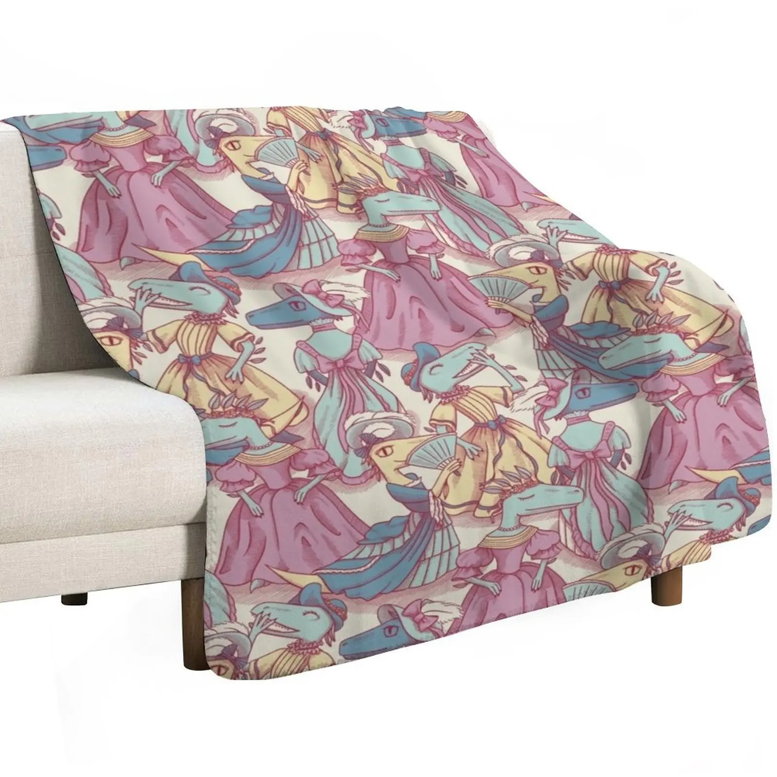 Victorian Velociraptor Fashion Plates Throw Blanket Polar blankets ands Kid'S cosplay anime Decoratives Blankets