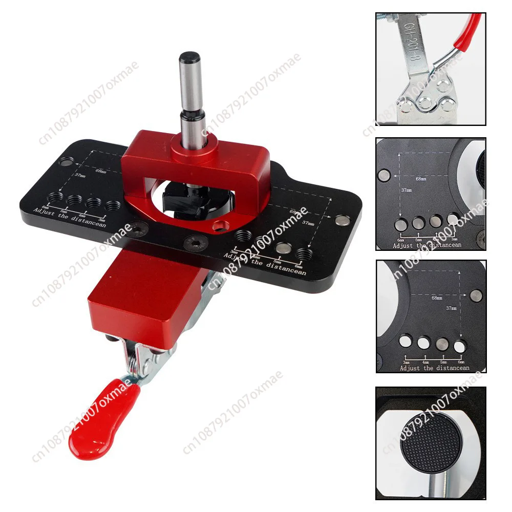 Allsome 35mm Concealed Hinge Jig Kit Woodworking Hole Drilling Guide Locator,Aluminum Alloy Hole Opener Tools Puncher Template